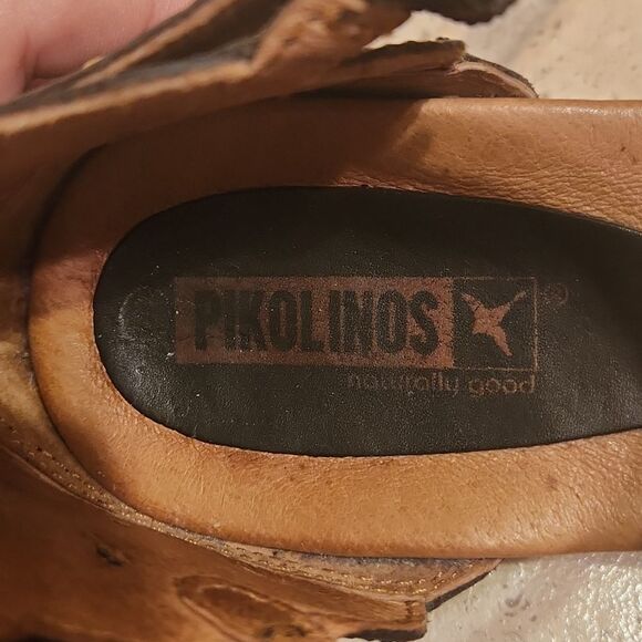 Pikolinos Women's Black & Tan Sandals w/ Ankle Straps Size 41 US 10-10.5 - Picture 5 of 12